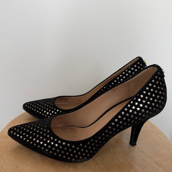 Michael Kors Black Suede Star-Perforated Pumps. Size 6M - Picture 9 of 9
